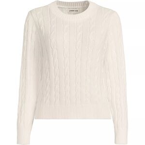 Lands' End Women's Cream Cable Knit Sweater